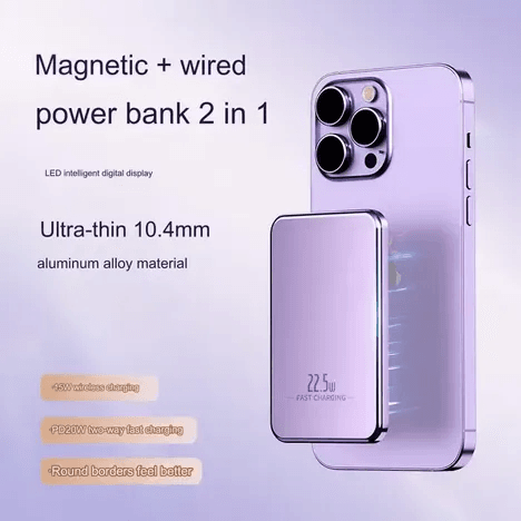 Magnetic Wireless Power Bank, 10000mAh with 20W PD Charging